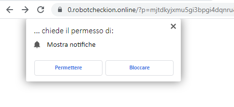 A fake notification permission prompt drawn by the page itself to filter out bots