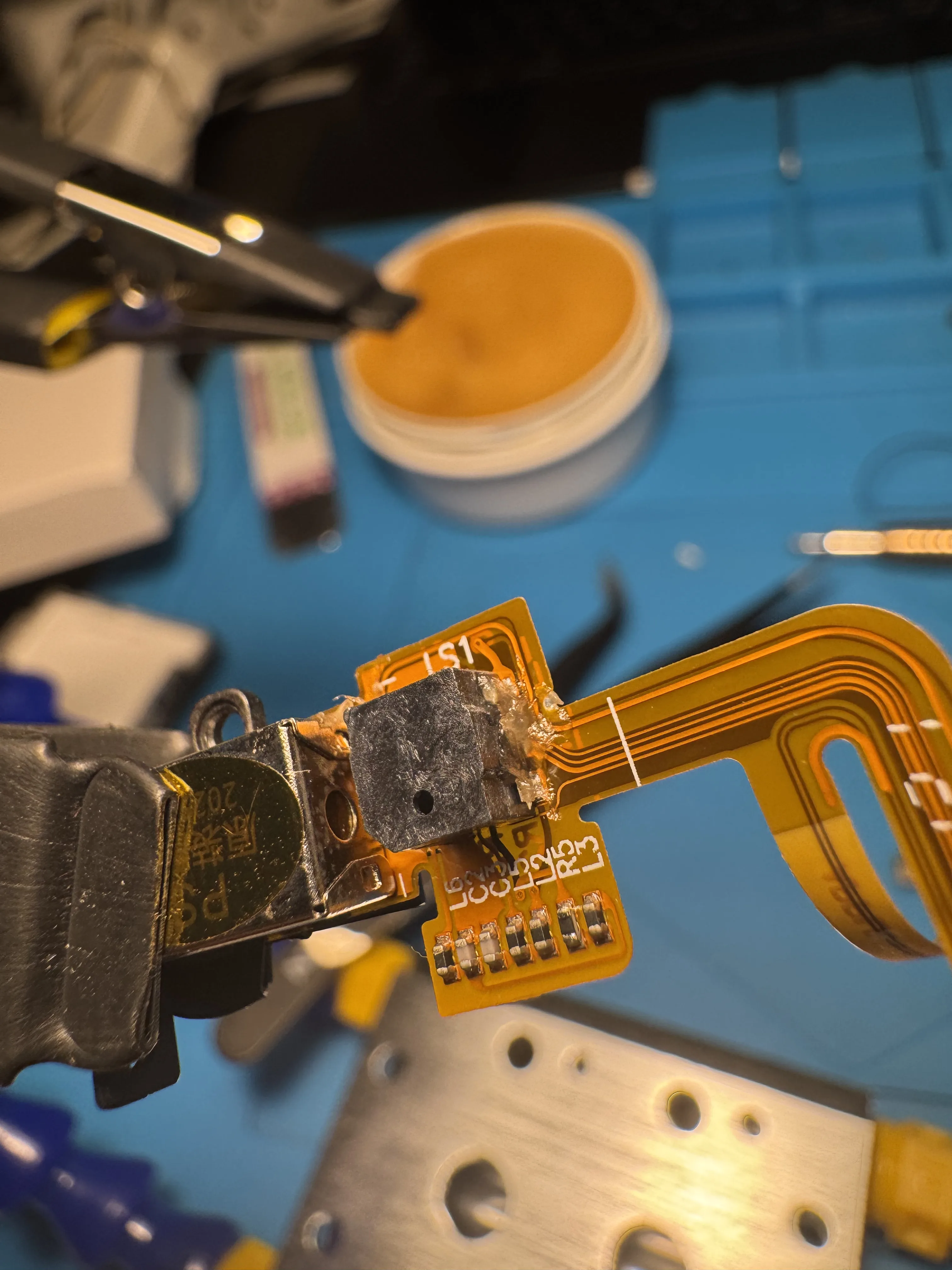 AUX connector and speaker removal with flux