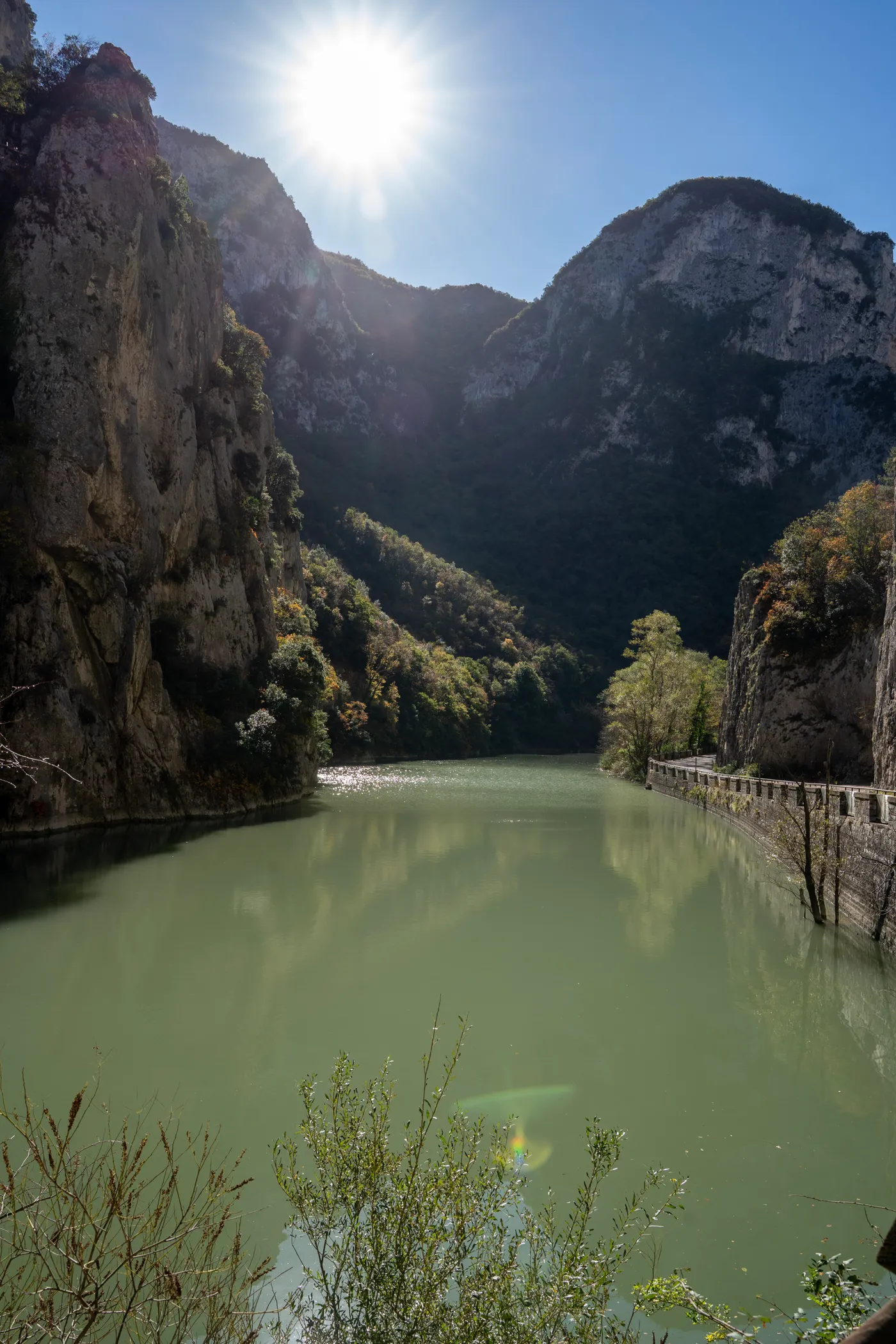 The Candigliano held still and green in the gorge, the old Via Flaminia along its bank.