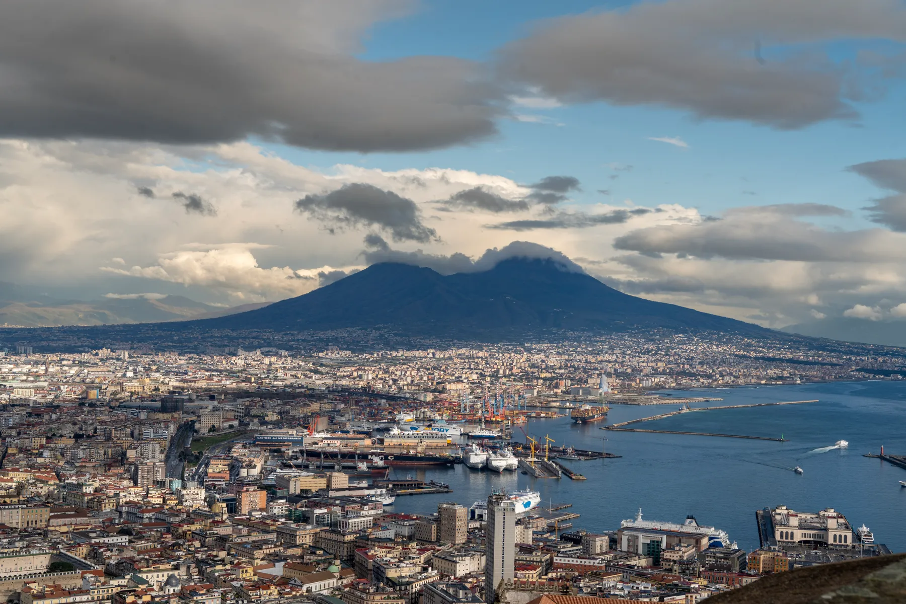 Vesuvius over the port, seen from Castel Sant'Elmo.