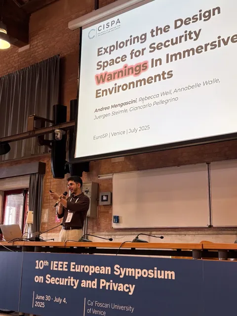 Presented our paper on security warnings in immersive environments at EuroS&P 2025 🎓