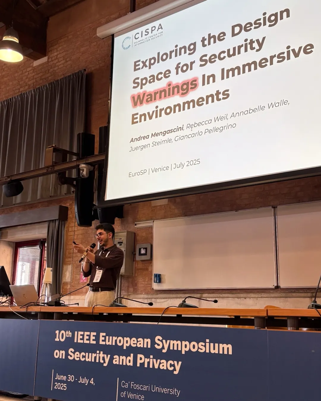 Presented our paper on security warnings in immersive environments at EuroS&P 2025 🎓 (1/2)